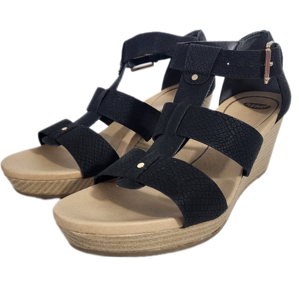 Dr. Scholl’s Babs black wedge platform sandals size US 7.5M